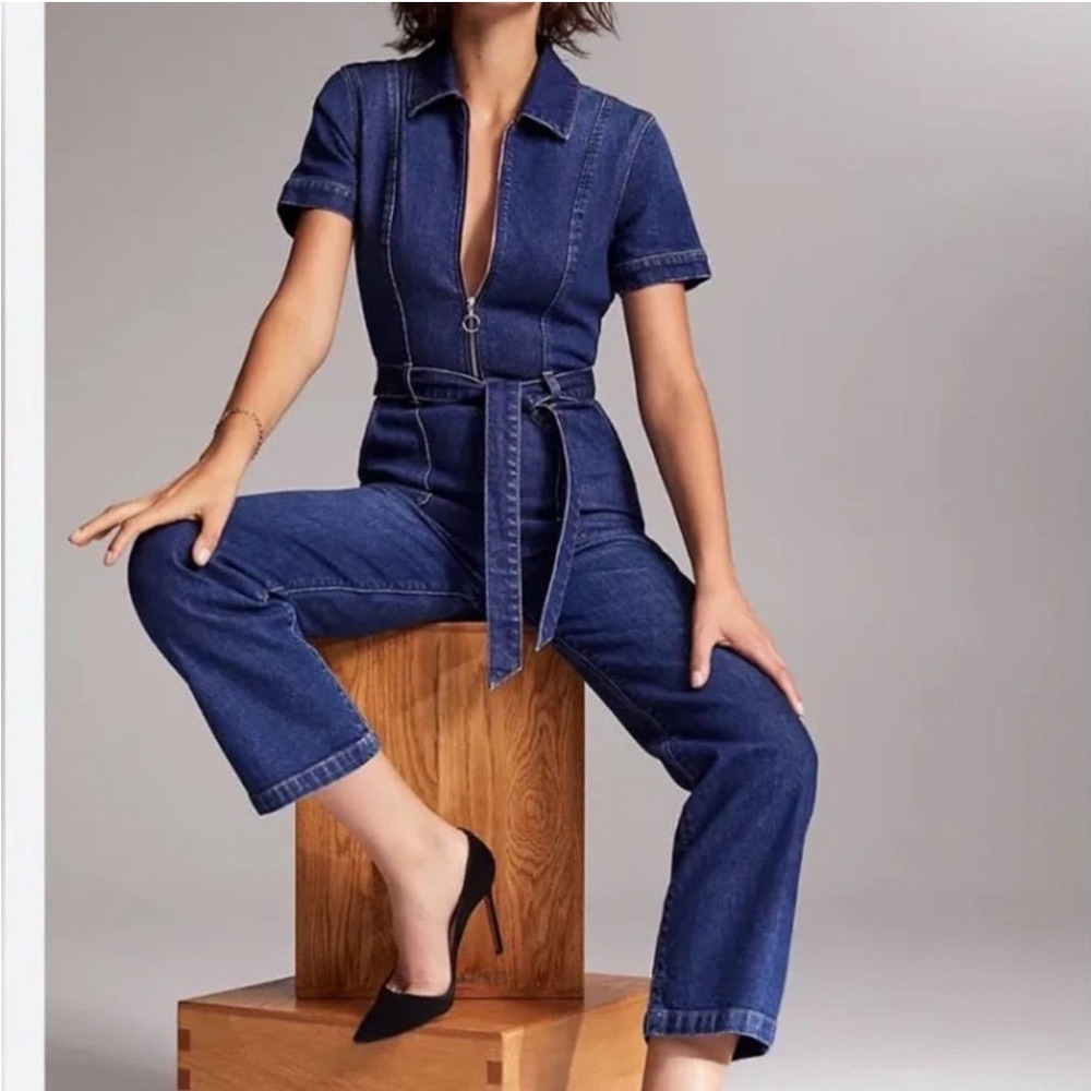 ARITZIA DENIM FORUM Jerry Denim Jumpsuit Front Zip Size XS